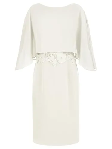 APART Kleid mit Chiffoncape in Lagenoptik, Creme, Größe 34 in beige von APART Fashion