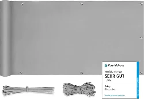 Sekey Balkon Sichtschutz 0.9×6m - Blickdicht & UV-Schutz - Balkonumspannungen mit 100% Privatsphäre, reißfestem Material und einfacher Montage durch Ösen und Kabelbinder. Ideal für Balkon, Garten oder Pool!