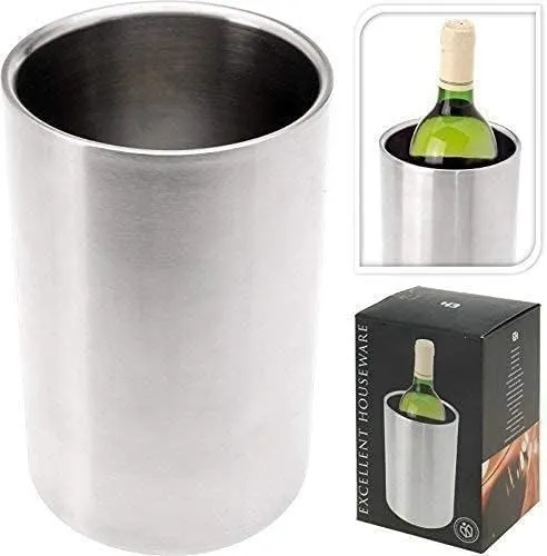 DRULINE Weinkühler Flaschenkühler Sektkühler Edelstahl - Weinkühler & Sektkühler aus doppelwandigem Edelstahl, hält Getränke langanhaltend kalt und ist ein stilvoller Blickfang für Ihr Zuhause.