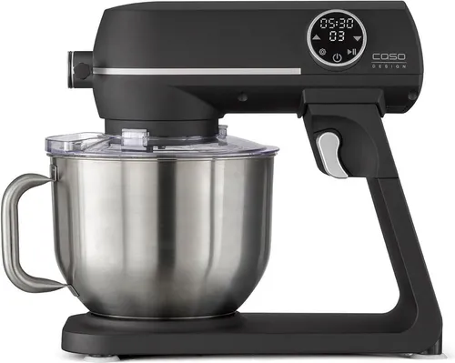 CASO KM 1800 Black-E - Edle Küchenmaschine mit 1800 Watt, 6 l Edelstahl-Schüssel und Touch-Bedienung für perfekte Ergebnisse