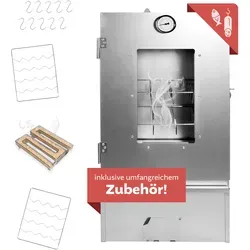 Räucherofen mit 3 Etagen und Räucherschnecke, 80cm hoch - Grills - Erlebe unvergleichliche Geschmackserlebnisse mit unserem vielseitigen Räucherofen, ideal für Kalträuchern, Warmräuchern und Heißräuchern. Inkl. umfangreichem Zubehör für sofortigen Einsatz!