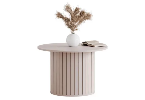Lookway Couchtisch ELODIE – Eleganter runder Tisch mit gefräster Basis, Durchmesser 70 cm