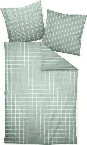Janine Design Mako-Satin Bettwäsche-Garnitur modernclassic 39025 - Salbeigrün, 155x220 + 80x80cm - Hochwertige Bettwäsche aus 100% Baumwolle mit Seidenfinish für einen erholsamen Schlaf. Pflegeleicht, atmungsaktiv und mit Marken-Reißverschluss ausgestattet. Ideal für stilvolle Schlafzimmer.
