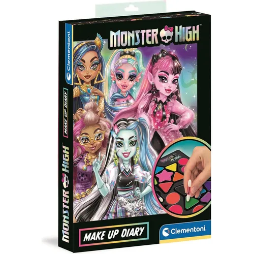Clementoni Monster High Diary Kosmetikset - Kosmetik-Set sicher und hypoallergen - Lippenstift und Lidschatten mit Wasser waschbar - Make-up für Mädchen ab 6 Jahre 18801