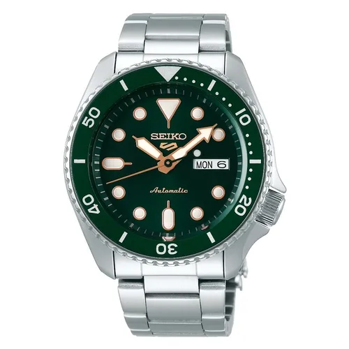 Seiko SRPD63K1 Automatische Herren Armbanduhr - Armbanduhr für Herren mit mechanischem Antrieb, 100m wasserdicht und elegantem grünen Zifferblatt, ideal für sportliche und formelle Anlässe.