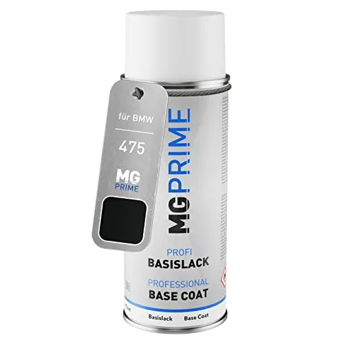 MG PRIME Autolack Spraydose für BMW 475 Blacksapphire Perlcolor/Saphirschwarz Metallic Basislack Sprühdose 400ml