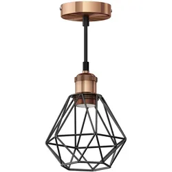 ledscom.de Vintage Pendelleuchte RETRA, bronze, E27 Fassung, Käfig-Schirm