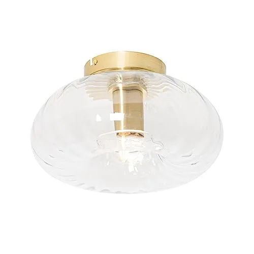 Qazqa Art Deco Deckenleuchte Ayesha - Stilvolle Art Deco Deckenlampe in Gold mit Glas, ideal für Wohnzimmer und Schlafzimmer, dimmbar und passend für E27 LED Leuchtmittel.