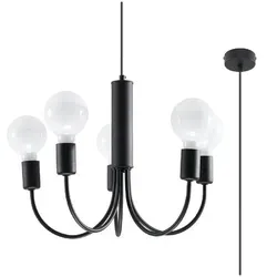 Sollux SL.0855 Kronleuchter PICCOLO 5 schwarz - Kronleuchter der PICCOLO-Serie mit einstellbarer Lichtintensität, ideal für das Wohnzimmer und sorgt für eine stilvolle Atmosphäre über dem Tisch.