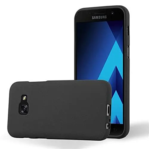 Cadorabo Hülle kompatibel mit Samsung Galaxy A3 2017 Schutzhülle TPU Silikon Case Frost Design Slim Kratzfest Weiche Gummi mit Rundumschutz Case Hülle für Galaxy A3 2017 in Schwarz