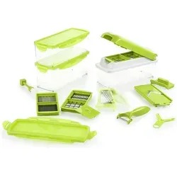 Genius Nicer Dicer Plus | 18 Teile | Kiwi - Der vielseitige Alles-Schneider - Gemüsehobel mit 18 Teilen für perfekte Würfel, Scheiben und mehr. Ideal für gesunde Ernährung, platzsparend und mit selbstreinigender Funktion für müheloses Kochen.