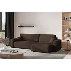 Kaiser Möbel Ecksofa mit schlaffunktion und bettkasten BEST XL, stoff Poso Dicker Cord, Braun, Rechts - Braun
