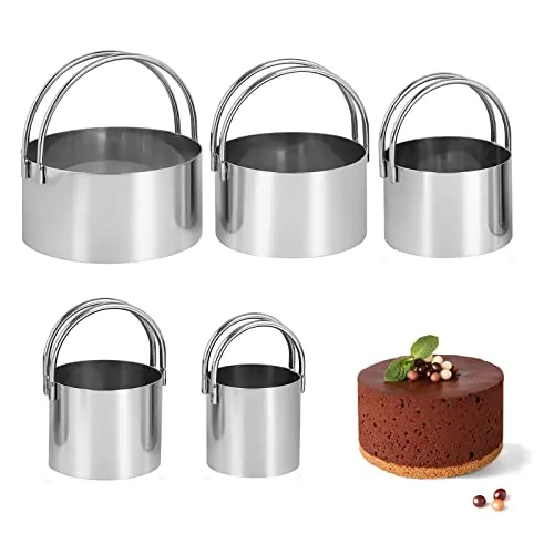Ausstecher rund 5 Stück Edelstahl Runde Ausstecher, Keksausstecher mit starkem Griff zum Backen von Brot Kuchen Donut Gebäck Werkzeuge