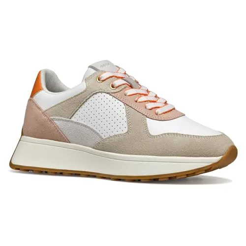 Geox Damen D Amabel A Sneaker, White/Lt Taupe, 37 EU