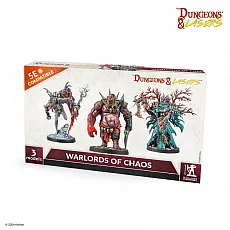 Dungeons & Lasers Warlords of Chaos Miniaturen Set - Gesellschaftsspiel mit 3 großen, detailreichen Miniaturen (80-110 mm) für 5E-RPGs. Unlackiert und unmontiert, ideal zum Bemalen und Gestalten für spannende Abenteuer.