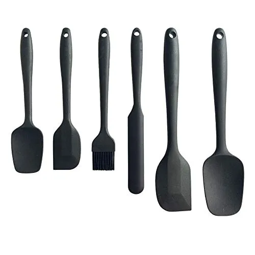 Silikon-Spatel-Set, Utensilien zum Kochen, Backen, Mischen und Antihaft-Kochgeschirr, BPA-frei, spülmaschinenfest (Schwarz)