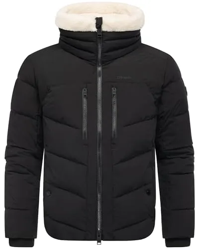 STONE HARBOUR Herren Winterjacke warme Steppjacke mit Brusttaschen und kuscheligem Kragen Ansello XX Black Gr. L