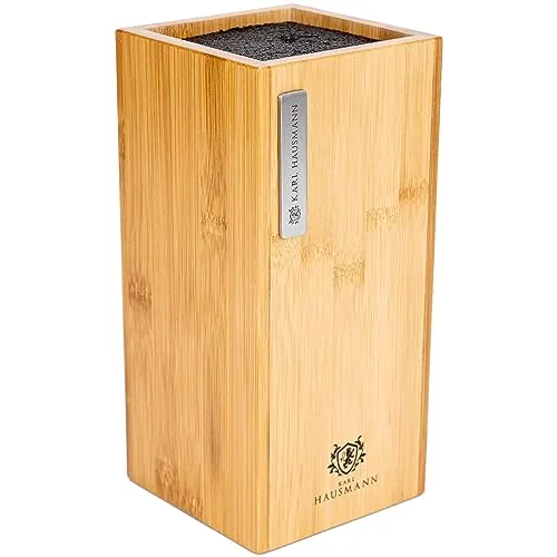 KARL HAUSMANN Bambus Messerblock ohne Messer mit Borsteneinsatz - 23 x 10,8 x 10,8 cm - universal Messer Block Holz - Klein Messer Halter - Kitchen Knife Holder - Messerblöcke - Messerständer