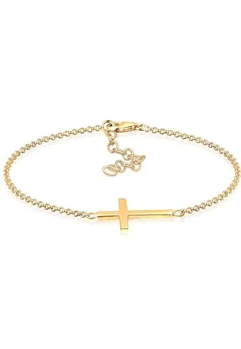 Elli Armband Damen Kreuz Glaube in 925 Sterling Silber rosévergoldet - Armbänder für Damen, handgefertigt aus hochwertigem rosévergoldetem 925er Sterling Silber, ideal als stilvolles Geschenk für besondere Anlässe.