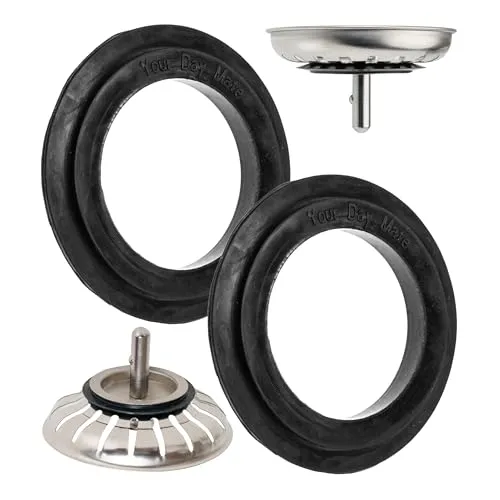 Siebkörbchen Lippendichtung, 2 Stück, Ø 43 x 27 mm, universal Gummidichtung in Schwarz, Ersatz Dichtring Set Spüle Küche Abfluss, Spülbecken Dichtungsring Abflusssieb, Siebkorb Dichtung Ablauf Ventil