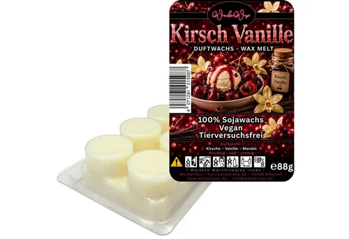 WonderWax Duftwachs WonderWax® Duftriegel 6 x Duftwachs Kreise Weiß, 100% Sojawachs (Kirsch Vanille), Duftrichtung: Kirsch Vanille
