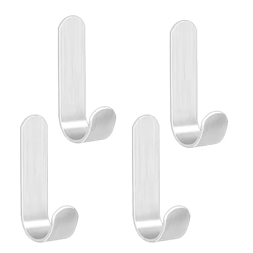 Aeuezxx Haken Selbstklebend, 4 Stück Selbst-Klebende Wandhaken, Edelstahl Haken Selbstklebend, Handtuchhaken, Ohne Bohren, für Bad und Küche