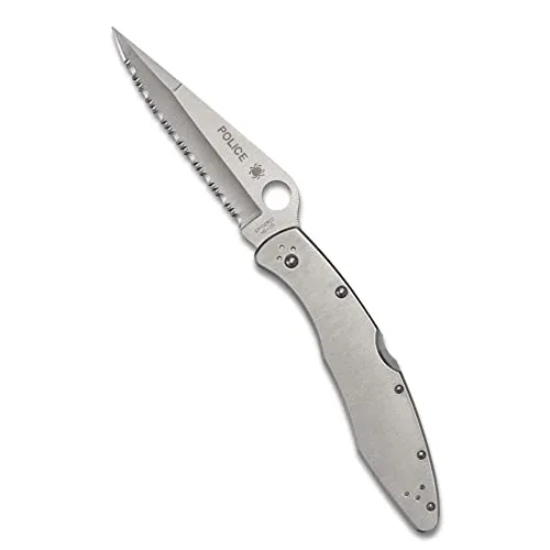 Spyderco Unisex – Erwachsene, Klappmesser, Police Model Serr, Länge geschlossen: 13.34 cm, Typ: Lockback, Mehrfarbig, Spyder Edge