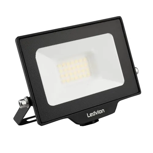 Ledvion - LED Flutlicht, Inkl. 0,5 m Kabel, 20 Watt, 6000K, 2200 Lumen, IP65 Wasserdicht, Inkl. Schnellanschluss