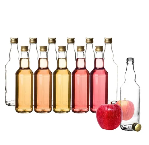 BigDean 12x Glasflaschen 500ml mit Schraubverschluss in Gold - Flasche zum Befüllen von Saft, Likör, Milch &Öl - Milchflasche Saftflasche Ölflasche Schraubflasche