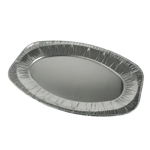 PAPSTAR 30 Servierplatten, Alu oval 44,5x29,5cm - Servierplatten aus Aluminium, 30 Stück im Set, leicht und robust - ideal für jede Feier oder Veranstaltung.