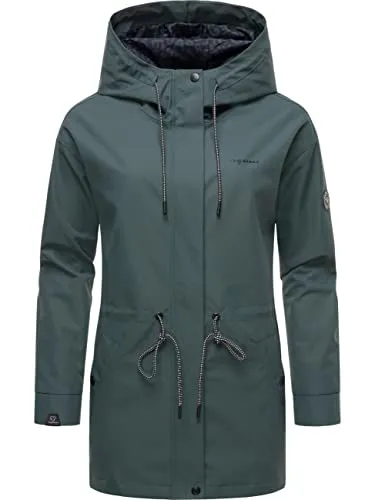 Ragwear Damen Parka Urbanna Remake - Wasserdichte Outdoorjacke in Dark Green Gr. M - Funktionsjacken für Outdooraktivitäten, atmungsaktiv und winddicht mit verstellbarer Kapuze - ideal für wechselhaftes Wetter und aktive Tage.