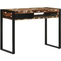 vidaXL Schreibtisch Mehrfarbig 100x50 cm aus Massivholz - Kinderschreibtisch aus robustem Altholz, ideal für einen organisierten und stilvollen Arbeitsbereich mit reichlich Stauraum und einzigartigem Design.