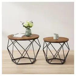 VASAGLE Runder Couchtisch, 2er-Set