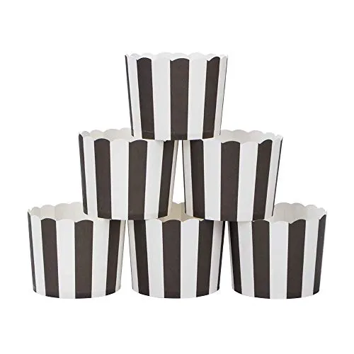 Webake Muffinförmchen Papier 50 Stück Muffin Papierförmchen in Weiß und Schwarz für Muffin Bronnie Cupcake