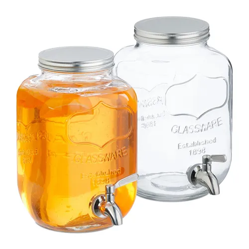 Getränkespender 4 Liter 2er Set - Krüge & Kannen mit vintage/retro Stil, dekorativ und spülmaschinenfest – ideal für Partys und Veranstaltungen.
