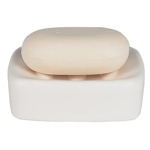 Spirella Seifenschale Steinoptik dekorative Badausstattung Seifenablage RETR Maße: 11 x 11 x 3 cm-Weiß matt, White