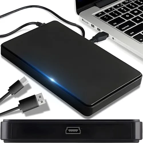 Retoo Festplattengehäuse 2,5 Zoll USB 2.0 Kabel Externes Gehäuse SATA III SSD HDD Werkzeuglose Montage Festplatte Case Hard Drive 7 mm 9.5mm Schwarz