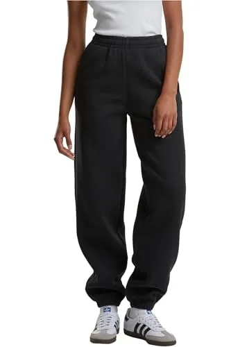 Urban Classics Ladies Fluffy Sweatpants Black, XS - Damen-Hosen, bequeme Sweatpants mit elastischem Bund und seitlichen Taschen, ideal für Sport und Entspannung zu Hause.