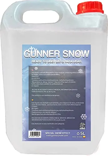 Gunner Smoke Flüssigkeit für Schneemaschine, 5 Liter, Höchste Effizienz, Umweltfreundlich, Sicher, Rückstandsfrei, Ideal für Veranstaltungen, Partys, Weihnachtsdekorationen, 5L