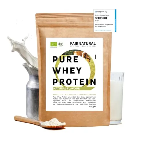 BIO WHEY Protein-Pulver Neutral - 600g Molkenprotein aus Deutschland - Molkenprotein ohne Zucker und Süßungsmittel, ideal für Muskelaufbau und Low-Carb Diäten. 100% natürliche Zutaten, sojafrei und perfekt zum Backen.