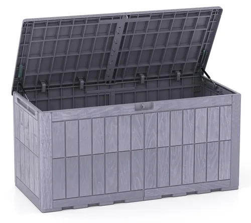 COSTWAY Gartenbox 455L – Wetterfeste 2in1 Auflagenbox & Gartenbank