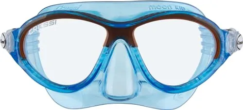 Cressi Moon Kid Mask - Schnorchelmaske für Kinder, Transparent Blau/Orange - Taucherbrille für Kinder, ergonomisches Design mit antiallergischem Silikon für maximalen Komfort und geringen Wasserwiderstand, ideal zum Schwimmen und Schnorcheln.