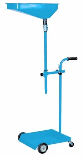 Ölauffangwagen mit höhenverstellbarer Auffangwanne - Ölauffangwannen mit schwenkbarer Auffangwanne, ideal für den Ölwechsel. Höhenverstellbar von 1060-1720mm, passend für 60L Fässer, ausgestattet mit Ablasrohr und Kugelventil.