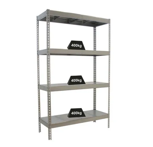PROREGAL® Schwerlastregal Metal Yeti Four, 200x120x45cm - Schwerlastregal mit 4 verstellbaren Stahlböden, hohe Traglast von 400kg pro Ebene, ideal für Werkstätten und Lager. Einfache Montage durch Stecksystem für maximale Stabilität.