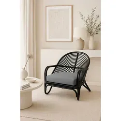 Mid.you Relaxsessel Schwarz, Holz, Textil - Stylischer Relaxsessel aus massivem Rattan, inkl. Armlehnen, ideal für gemütliche Wohnzimmermomente. Maße: 70x80.5x72 cm.