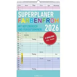 Alpha Edition Familienplaner 26 x 45 cm - Kalender mit hartem Einband, ideal für die Organisation der Familienaktivitäten und Termine auf einen Blick.