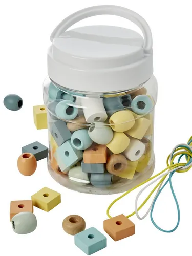 vertbaudet Kreativset Kinder Fädel-Set mit 85 FSC® Holzperlen
