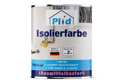 Isolierfarbe 0,75L Weiß - Hochdeckend und schnelltrocknend - Farben: Hochdeckende Isolierfarbe, ideal für Innenräume, schnelltrocknend und fleckenisolierend für eine perfekte Wandgestaltung.