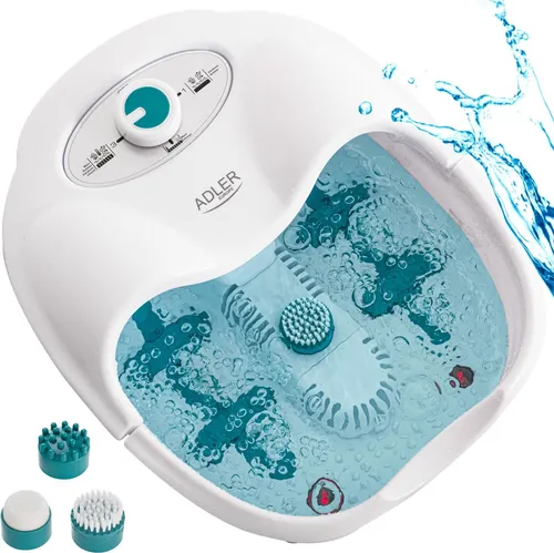 Adler Fußmassagegerät AD2167w mit Sprudel-, Vibrations- & Wärmemassage, 4 Massagerollen, Wassertemperaturhaltung