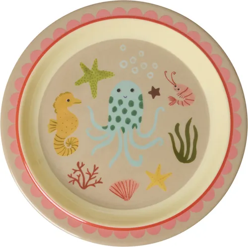 Rice by Rice Melamine Kids Lunch Plate With Coral Ocean Print 22, Größe Standard